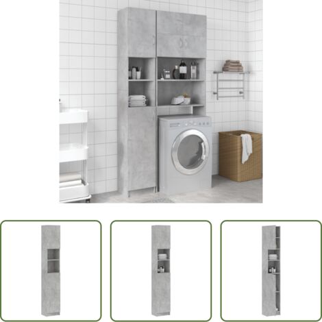 vidaXL Mobile da bagno grigio cemento -  Mobile da Bagno Grigio Cemento 32x25,5x190 cm Legno Ingegnerizzato
