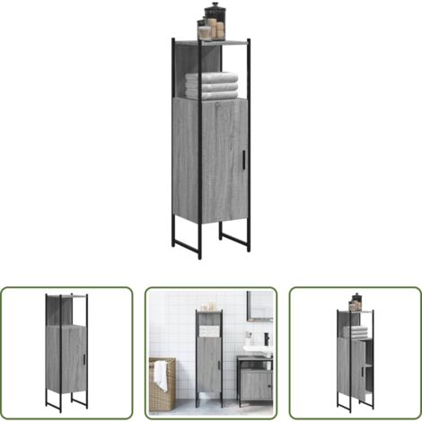 vidaXL Mobile da bagno grigio -  Mobile da Bagno Grigio Sonoma 33x33x120,5cm Legno Multistrato