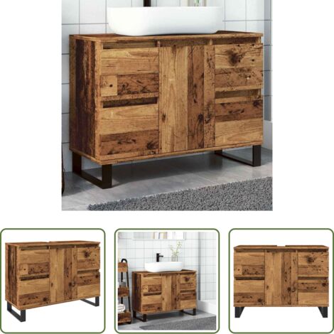 vidaXL Mobile da bagno in legno antico -  Mobile da Bagno Legno Antico 80x33x60 cm in Truciolato