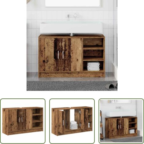 vidaXL Mobile da bagno in legno ingegnerizzato -  Mobile da Bagno Legno vecchio 90 x 29 x 55 cm Legno multistrato