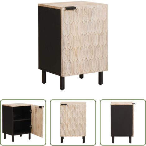 vidaXL Mobile da bagno in legno massello -  Mobile da Bagno Bianco 38 x 33 x 58 cm Legno di mango massello