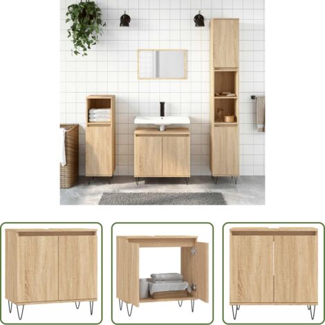 vidaXL Mobile da bagno in legno multistrato -  Mobile da Bagno Rovere Sonoma 58x33x60 cm in Legno Multistrato