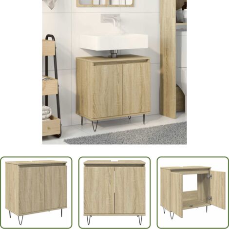 vidaXL Mobile da bagno in legno multistrato -  Mobile da Bagno Rovere Sonoma 58x33x60 cm in Legno Multistrato