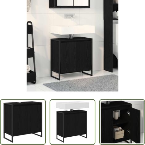 vidaXL Mobile da bagno industriale -  Mobile da Bagno Rovere Nero 60 x 30 x 60 cm Legno multistrato