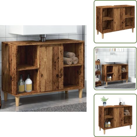 - vidaXL Mobile da Bagno Legno Antico 80x33x60 cm in Legno Multistrato -
