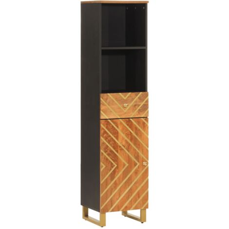 vidaXL Mobile da Bagno Marrone e Nero 38x33,5x160 cm in Legno di Mango