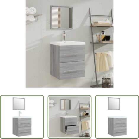 vidaXL Mobile da bagno -  Mobile Bagno e Lavabo Integrato Grigio Sonoma Legno Multistrato