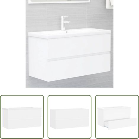 vidaXL Mobile da bagno -  Mobile con Lavabo Integrato Bianco in Legno Multistrato