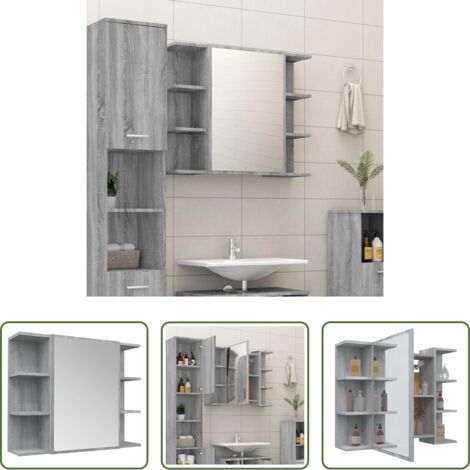 vidaXL Mobile da bagno -  Mobile da Bagno Grigio Sonoma 80x20,5x64cm in Legno Multistrato