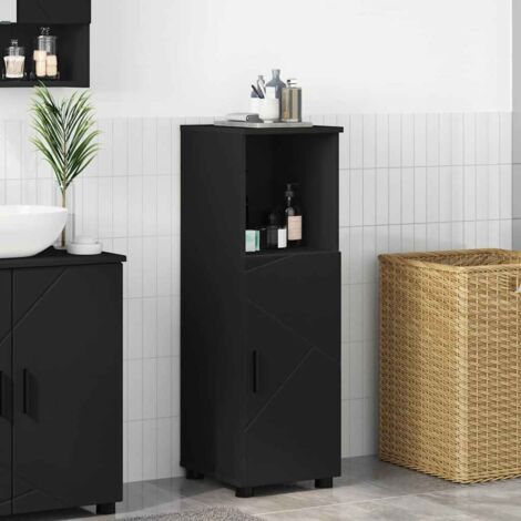 vidaXL Mobile da Bagno Nero 30 x 35 x 95 cm Legno multistrato