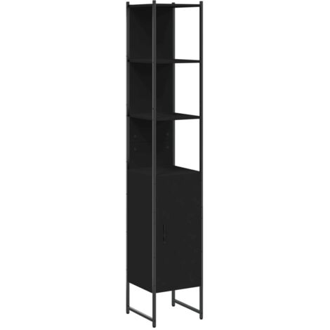 vidaXL Mobile da Bagno Nero 33x33x185,5 cm in Legno Multistrato