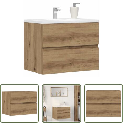 vidaXL Mobile da bagno rovere artigianale -  Mobiletto da Bagno Rovere Artigianale 60x38,5x45 cm Truciolato