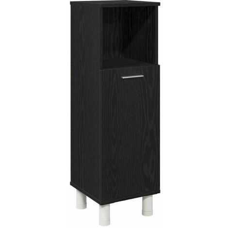 vidaXL Mobile da Bagno Rovere Nero 30 x 30 x 95 cm Legno multistrato