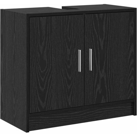 vidaXL Mobile da Bagno Rovere Nero 63 x 29 x 55 cm Legno multistrato
