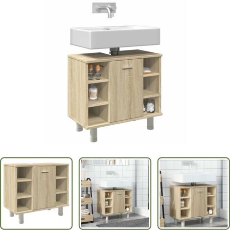 vidaXL Mobile da bagno Rovere Sonoma -  Mobile da Bagno Rovere Sonoma 60x32x53,5cm in Legno Multistrato