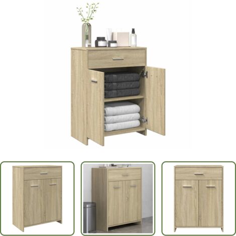 vidaXL Mobile da bagno Rovere Sonoma -  Mobile da Bagno Rovere Sonoma 60x33x80 cm in Legno tecnico