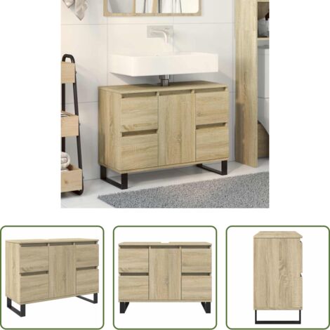 vidaXL Mobile da bagno Rovere Sonoma -  Mobile da Bagno Rovere Sonoma 80x33x60 cm in Legno Multistrato