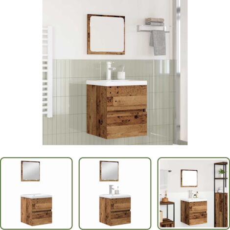 vidaXL Mobile da bagno -  Set di mobili per il bagno 2 pcs Legno Antico e Bianco