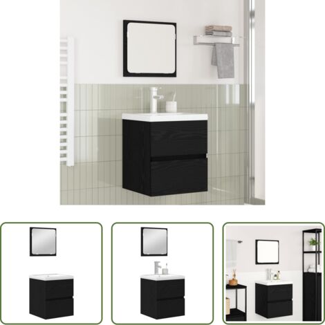 vidaXL Mobile da bagno -  Set di mobili per il bagno 2 pcs Rovere Nero e Bianco