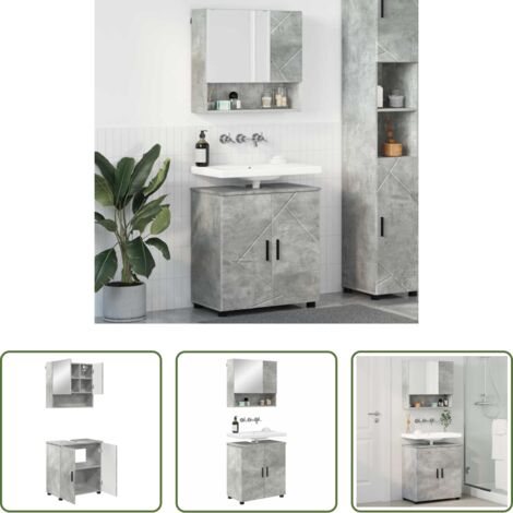 vidaXL Mobile da bagno -  Set di mobili per il bagno con porta 2 pcs Grigio cemento