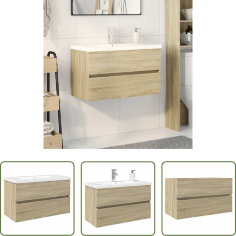 vidaXL Mobile da bagno -  Set Mobili da Bagno 2 pz in Ceramica e Legno Multistrato