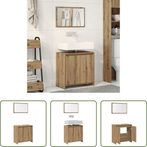 vidaXL Mobile da bagno -  Set Mobili da Bagno 2 pz Rovere Artigianale Legno Multistrato