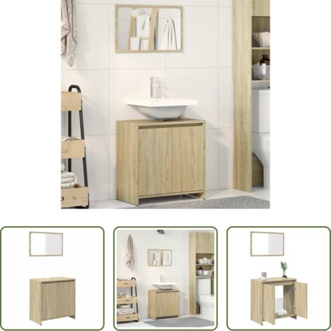 vidaXL Mobile da bagno -  Set Mobili da Bagno 2 pz Rovere Sonoma in Legno Multistrato