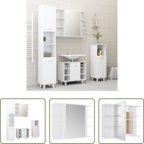 vidaXL Mobile da bagno -  Set Mobili da Bagno 4 pz Bianco in Truciolato