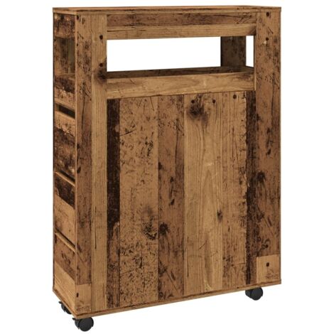 vidaXL Mobile da Bagno Stretto con Ruote Legno Vecchio in Truciolato