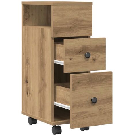 vidaXL Mobile da Bagno Stretto con Ruote Rovere Artigianale Truciolato
