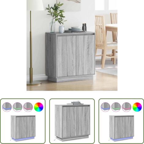 vidaXL Mobile da buffet -  Madia LED Grigio Sonoma 71 x 34,5 x 75 cm Legno multistrato