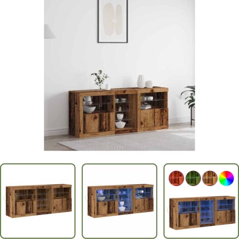 vidaXL Mobile da buffet -  Madia LED Legno vecchio 162 x 37 x 67 cm Legno multistrato