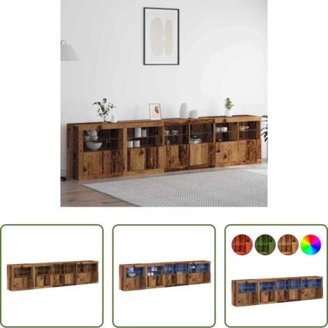 vidaXL Mobile da buffet -  Madia LED Legno vecchio 283 x 37 x 67 cm Legno multistrato
