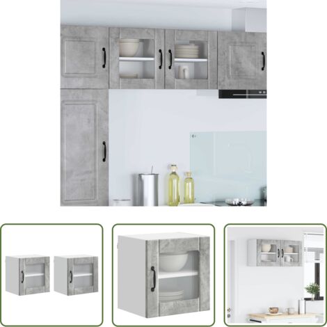 vidaXL Mobile da cucina -  Mobile da cucina Lucca 2 pcs Grigio cemento 40 x 31 x 40 cm
