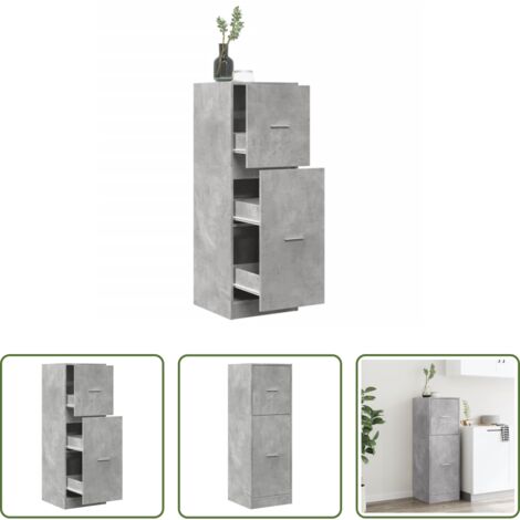 vidaXL Mobile da farmacia -  Armadietto da Farmacia Grigio Cemento 40x41x118 cm Truciolato