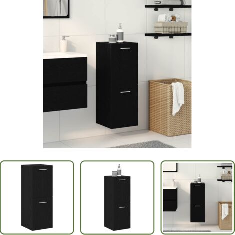 vidaXL Mobile da parete -  Mobile da Bagno Rovere Nero 30 x 30 x 80 cm Legno multistrato