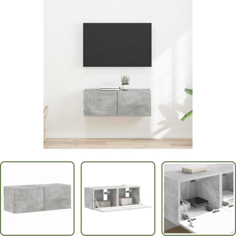 vidaXL Mobile da parete -  Mobile TV da parete 2 pcs Calcestruzzo 60 x 31 x 29.5 cm