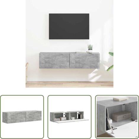 vidaXL Mobile da parete -  Mobile TV da parete 2 pcs Calcestruzzo 60 x 31 x 29.5 cm
