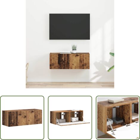 vidaXL Mobile da parete -  Mobile TV da parete 2 pcs Legno vecchio 60 x 31 x 29.5 cm