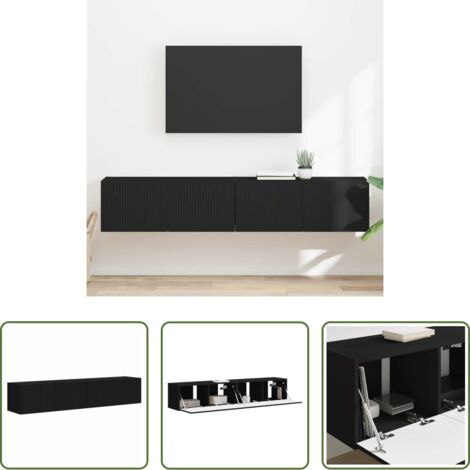 vidaXL Mobile da parete -  Mobile TV da parete 2 pcs Nero 60 x 31 x 29.5 cm