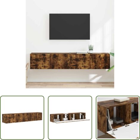 vidaXL Mobile da parete -  Mobile TV da parete 2 pcs Rovere fumé 60 x 31 x 29.5 cm