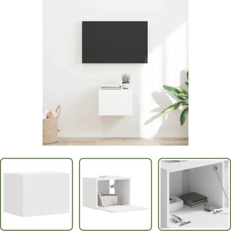 vidaXL Mobile da parete -  Mobile TV da parete Bianco 60 x 31 x 29.5 cm Legno multistrato