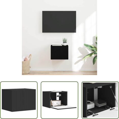 vidaXL Mobile da parete -  Mobile TV da parete Nero 60 x 31 x 29.5 cm Legno multistrato
