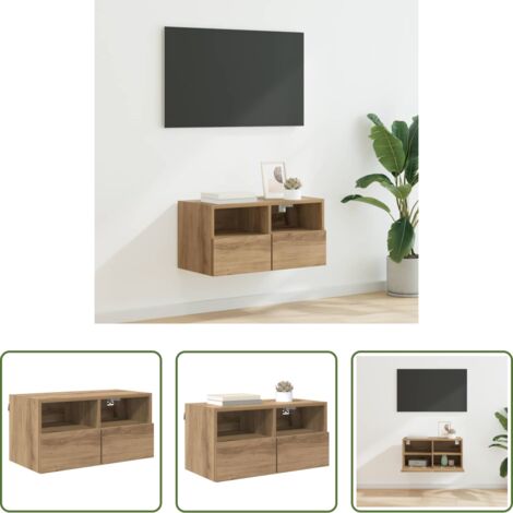 vidaXL Mobile da parete -  Mobile TV da parete Rovere artigianale 60 x 30 x 30 cm