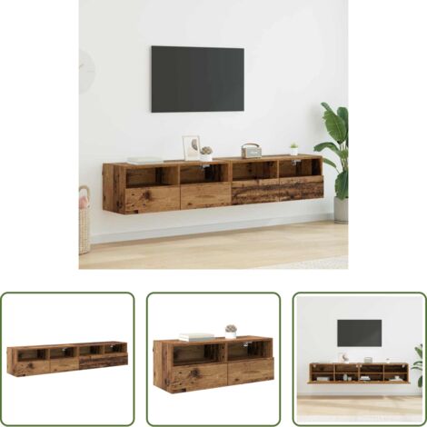 vidaXL Mobile da parete -  Mobiletti TV da Parete 2 pcs Legno vecchio 80 x 30 x 30 cm