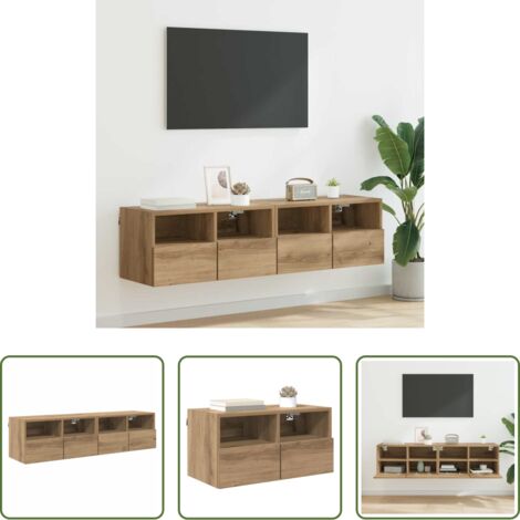 vidaXL Mobile da parete -  Mobiletti TV da Parete 2 pcs Rovere artigianale 60 x 30 x 30 cm
