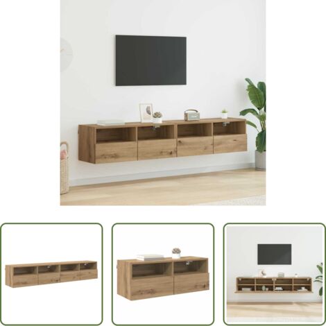 vidaXL Mobile da parete -  Mobiletti TV da Parete 2 pcs Rovere artigianale 80 x 30 x 30 cm