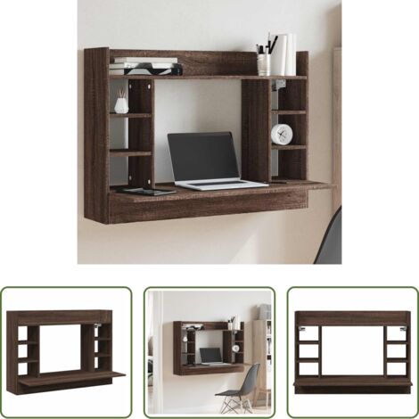 vidaXL Mobile da parete -  Scrivania a Parete Rovere Marrone 105x48x75cm Legno Multistrato