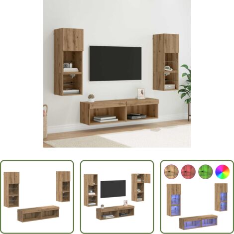 vidaXL Mobile da parete -  Unità TV da Parete 6 pcs Rovere artigianale Legno multistrato