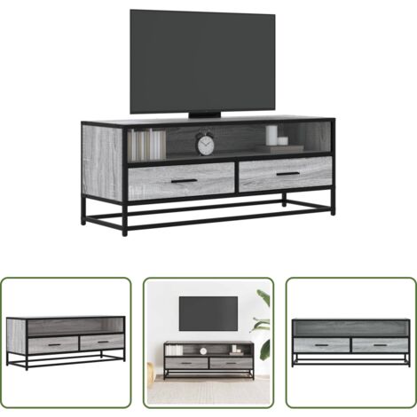 vidaXL Mobile da salotto -  Mobile TV Grigio Sonoma 100x34,5x40cm Legno Multistrato Metallo